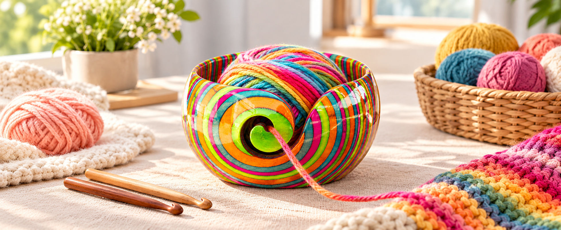 Pakka wood yarn bowl 6x3 inches