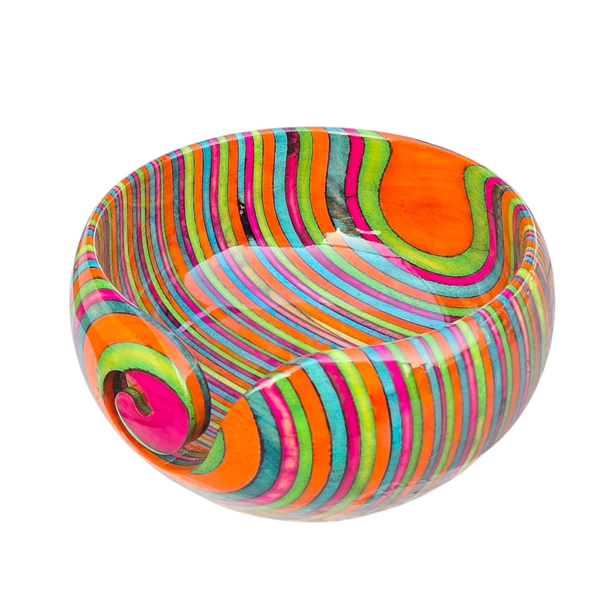 Pakka Wood Yarn Bowl, Colorful 6x3 Crochet, Knitting Bowl - Image 2